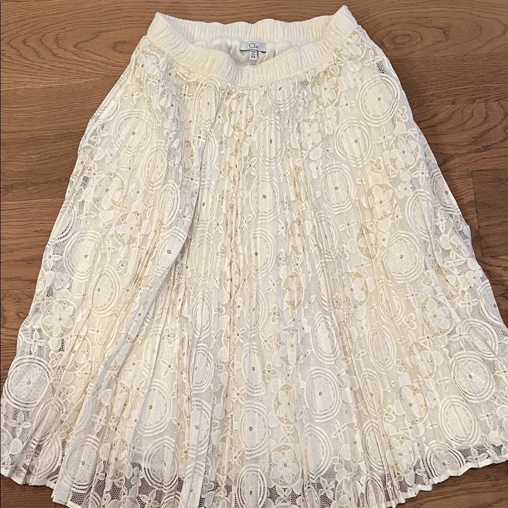 Chic Cream Lace A-Line Skirt